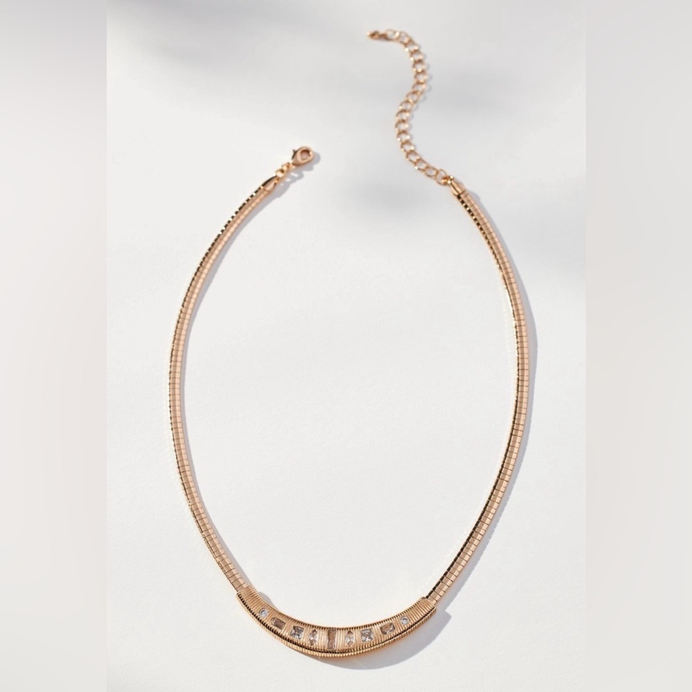 Anthropologie Rose Gold Tile Collar Necklace